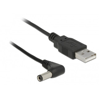 Кабель живлення пристроїв Delock USB2.0 A-Jack DC M/M 5.5x2.5mm Power 1.5m 90° Cu чорний (70.08.5588) - Інтернет-магазин спільних покупок ToGether
