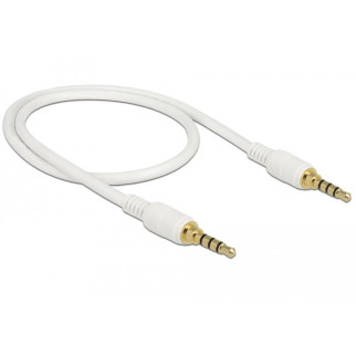 Кабель аудіо-сигнальний Delock Jack 3.5mm 4pin M/M  0.5m Long AWG24 1:1 AUX Gold білий (70.08.5594) - Інтернет-магазин спільних покупок ToGether