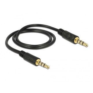 Кабель аудіо-сигнальний Delock Jack 3.5mm 4pin M/M  0.5m Stereo 1:1 AWG24 AUX Gold чорний (70.08.3434) - Інтернет-магазин спільних покупок ToGether