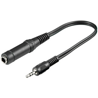 Перехідник аудіо Goobay Jack 3.5mm 3pin-6.3mm M/F 0.2m Stereo Plastic чорний (75.03.3741) - Інтернет-магазин спільних покупок ToGether