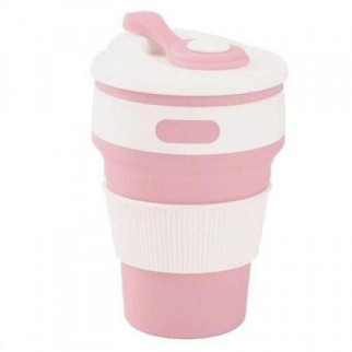 Чашка складана силіконова з кришкою Stenson 350 мл рожева 5332 - Інтернет-магазин спільних покупок ToGether