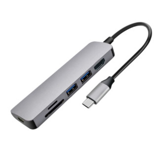 Док-станція Lucom USB Type-C-HDMI + Type-C PowerDelivery 87W 2xUSB3.0 +Cardreader Срібний(62.09.8376) - Інтернет-магазин спільних покупок ToGether