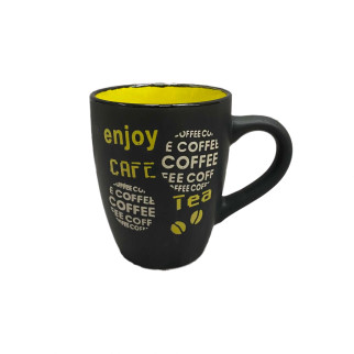 Чашка керамічна 350 мл Interos 16216/89068 чорна з жовтим - Інтернет-магазин спільних покупок ToGether
