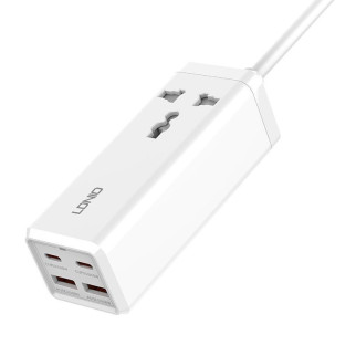 Подовжувач 2 м 2USB + 2Type-C + 1 розетка QC Ldnio SC1418 White - Інтернет-магазин спільних покупок ToGether