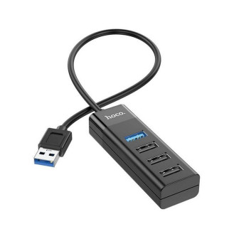 USB HUB розгалужувач HOCO USB Easy mix HB25 USB3.0 3USB2.0 Black - Інтернет-магазин спільних покупок ToGether