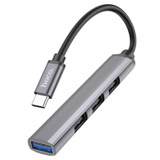 Розгалужувач Type-C на 4USB HUB адаптер HOCO HB26 Silver - Інтернет-магазин спільних покупок ToGether