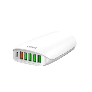 USB зарядний пристрій Ldnio A6573C 5USB Type-C PD65W QC3.0 White - Інтернет-магазин спільних покупок ToGether