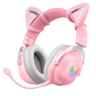 Навушники з вушками бездротові Bluetooth ONIKUMA Gaming CAT B20 LED з підсвіткою Pink - Інтернет-магазин спільних покупок ToGether