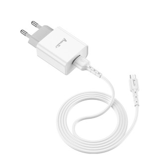 Мережевий зарядний пристрій Avantis A825 (1USB/2.1A) + USB кабель Micro- білий - Інтернет-магазин спільних покупок ToGether