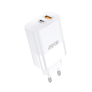 Мережевий зарядний пристрій Aspor A851 Universal Travel Charge (USB/USB-C/3A/65W)- білий - Інтернет-магазин спільних покупок ToGether