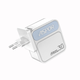 Мережевий зарядний пристрій Aspor A828 Fast Charger (18W QC3.0 1USB/3A)- білий - Інтернет-магазин спільних покупок ToGether