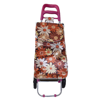 Тачка сумка на колесах 94 см Stenson MH-1901 flowers pink - Інтернет-магазин спільних покупок ToGether