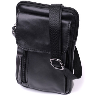 Вертикальна чоловіча сумка на пояс із натуральної шкіри Vintage 22563 Чорний - Інтернет-магазин спільних покупок ToGether