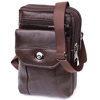 Компактна чоловіча сумка на пояс із натуральної шкіри Vintage 22141 Коричневий - Інтернет-магазин спільних покупок ToGether