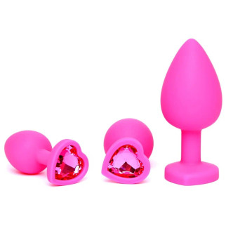 Комплект силіконових анальних пробок рожевого кольору із кристалом S M L We Love - Інтернет-магазин спільних покупок ToGether