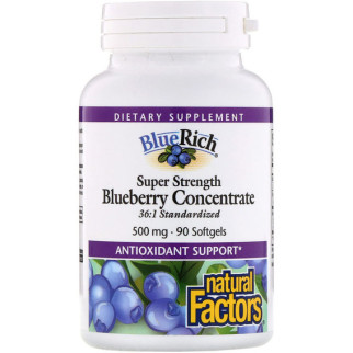 Комплекс для профілактики зору Natural Factors BlueRich Super Strength Blueberry Concentrate 500 mg 90 Softgels NFS04516 - Інтернет-магазин спільних покупок ToGether