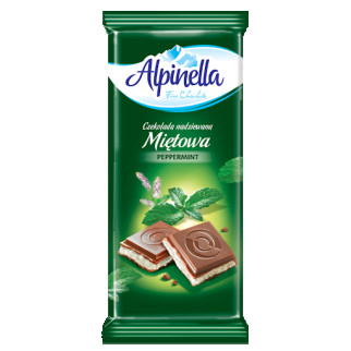 Молочний шоколад з м'ятною начинкою Alpinella Mietowa Польща, 90г - Інтернет-магазин спільних покупок ToGether