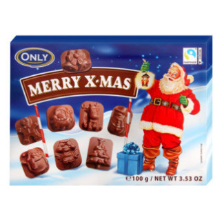 Шоколадні цукерки в коробці новорічні фігурки Merry X-Max Only, 100 г (Австрія), для дітей - Інтернет-магазин спільних покупок ToGether
