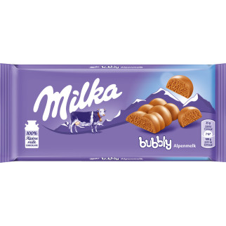 Шоколад молочний пористий Milka Bubbly, 90 г, Швейцарія, молочний без добавок - Інтернет-магазин спільних покупок ToGether