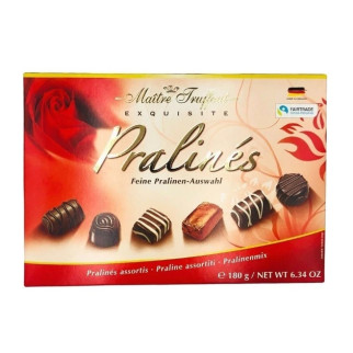 Шоколадні цукерки в коробці (червона) Maitre Truffout Pralines, 180 г - Інтернет-магазин спільних покупок ToGether