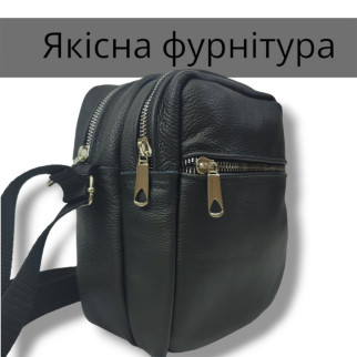 Якісна чоловіча сумка – месенджер з натуральної шкіри на 4 кишені зі срібною блискавкою - Інтернет-магазин спільних покупок ToGether