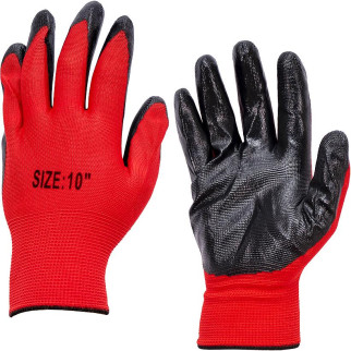 Перчатки робочі n10 червоні із чорним прогумовані 4 шт.(в упаковці) | 115115 - Інтернет-магазин спільних покупок ToGether
