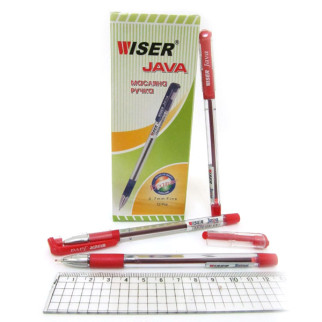Ручка масляна wiser "java" 0,7 мм з грипом червона 12 шт.(в упаковці) | java-rd - Інтернет-магазин спільних покупок ToGether