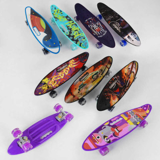 Скейт пенні борд best board, мікс видів, 6 колорів, дошка = 55см, колеса pu світлові ефекти, діаметр 6 см - Інтернет-магазин спільних покупок ToGether