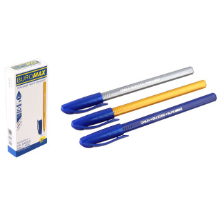 Ручка масляна металік тригран корпус синій 12 шт.(в упаковці) bm. 8366-01 - Інтернет-магазин спільних покупок ToGether