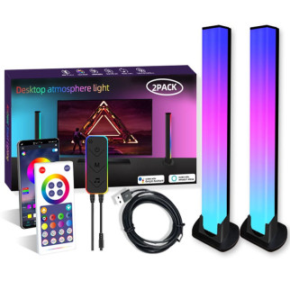 Настільна LED лампа RGB 5V Panel 1 Bluetooth dual pack USB interface with app Black - Інтернет-магазин спільних покупок ToGether