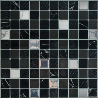 Самоклеюча поліуретанова плитка чорно-біла мозаїка 305х305х1мм (D) SW-00001149 - Інтернет-магазин спільних покупок ToGether