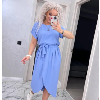 Літня сукня з коротким рукавом блакитна жіноча сукня з розрізом на нозі сукня з поясом сарафан літній - Інтернет-магазин спільних покупок ToGether