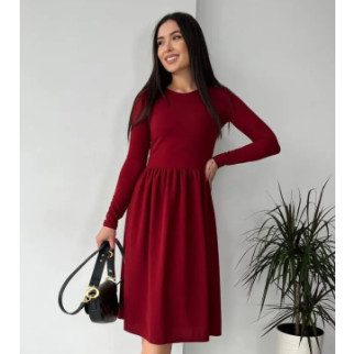 Коктейльна сукня жіноча з довгим рукавом бордова однотонна жіноча сукня на весну з трикотаж креп - Інтернет-магазин спільних покупок ToGether