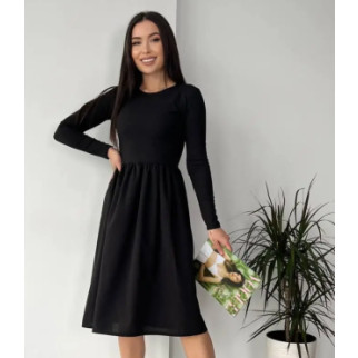 Коктейльна сукня жіноча з довгим рукавом чорна однотонна жіноча сукня на весну з трикотаж креп - Інтернет-магазин спільних покупок ToGether