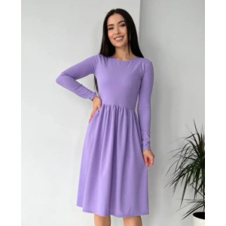 Коктейльна сукня жіноча з довгим рукавом бузкова однотонна жіноча сукня на весну з трикотаж креп - Інтернет-магазин спільних покупок ToGether