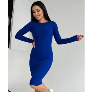 Базова синя сукня жіноча облягаюча однотонна до колін сукня з довгим рукавом трикотажна сукня 42 44 46 48 50 52 розмір - Інтернет-магазин спільних покупок ToGether