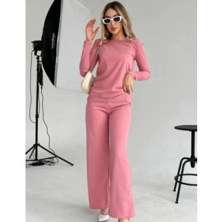 Стильний брючний костюм жіночий рожевий з широкими штанами плаццо літній костюм з трикотажу креп 40-42 44-46 48-50 розмір - Інтернет-магазин спільних покупок ToGether