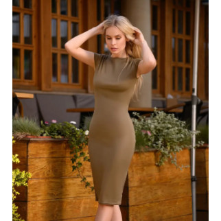 Літня сукня в обтяжку колір хакі трикотажна жіноча сукня футляр з коротким рукавом облягаюча сукня до коліна - Інтернет-магазин спільних покупок ToGether
