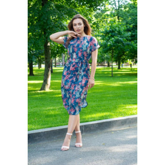 Літня сукня жіноча прямого крою в листочок сукня з коротким рукавом синя легка літня сукня 40-42 44-46 - Інтернет-магазин спільних покупок ToGether
