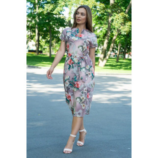 Літня сукня жіноча прямого крою в квіточку сукня з коротким рукавом бежева легка літня сукня 40-42 р - Інтернет-магазин спільних покупок ToGether