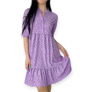 Вільна легка сукня розлітайка літня жіноча сукня бузкова в цятку коротка сукня на літо 42-44 46-48 розмір - Інтернет-магазин спільних покупок ToGether