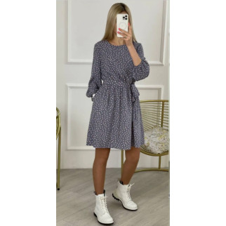 Весняна літня сукня в горошок повсякденна сіра жіноча сукня клеш з довгим рукавом приталена - Інтернет-магазин спільних покупок ToGether