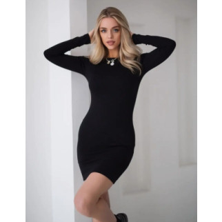 Однотонна базова жіноча сукня коротка облягаюча чорна сукня міні з довгими рукавами розмір 46 - Інтернет-магазин спільних покупок ToGether