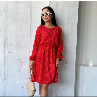Легка літня сукня жіноча червона в горошок коротка коктейльна сукня з рукавом вільна сукня на літо 42-46 48-52 розмір - Інтернет-магазин спільних покупок ToGether