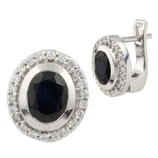Стильні модні срібні сережки з натуральним сапфіром жіночі сережки зі срібла серги з англійським замком - Інтернет-магазин спільних покупок ToGether