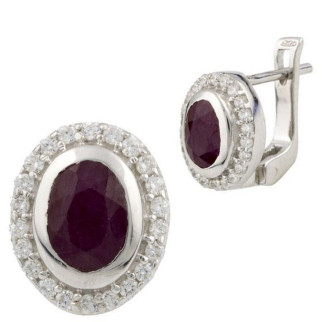 Стильні срібні сережки з натуральним рубіном жіночі сережки зі срібла з каменем серги з англійським замком - Інтернет-магазин спільних покупок ToGether