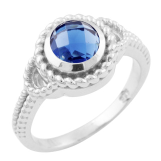 Жіноча срібна обручка з синім каменем сапфіром nano каблучка із срібла родована розміp 18 - Інтернет-магазин спільних покупок ToGether