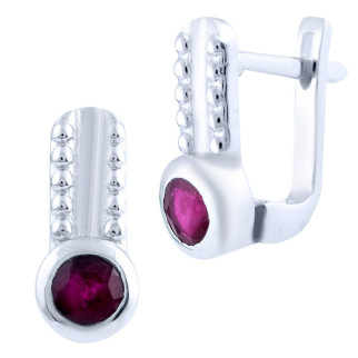 Модні срібні сережки з натуральним рубіном висячі жіночі сережки зі срібла з каменем серги з англійським замком - Інтернет-магазин спільних покупок ToGether