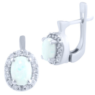 Ніжні стильні срібні сережки з опалом витончені жіночі сережки зі срібла з каменем серги з англійським замком - Інтернет-магазин спільних покупок ToGether