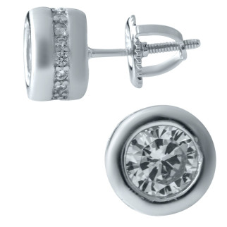 Срібні сережки з фіанітами по краю жіночі сережки гвоздики пусети стильні сережки зі срібла з каменем кульчики - Інтернет-магазин спільних покупок ToGether